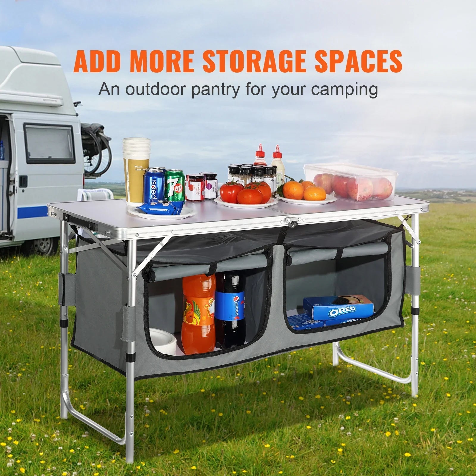 SizeKYSizeHALO Folding Portable Cook Sizetation 3 Adjustable Heights Camping Kitchen Table