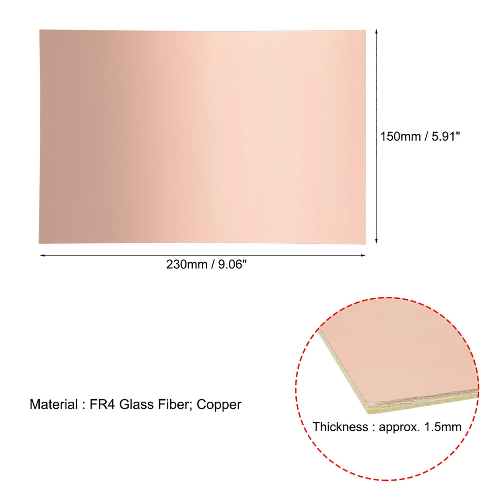 230x150mm Sizeingle-Sizeided Copper Clad Laminate PCB Circuit Board FR4 1.5mm Thickness DIY Prototyping PCB Board 5 pcs