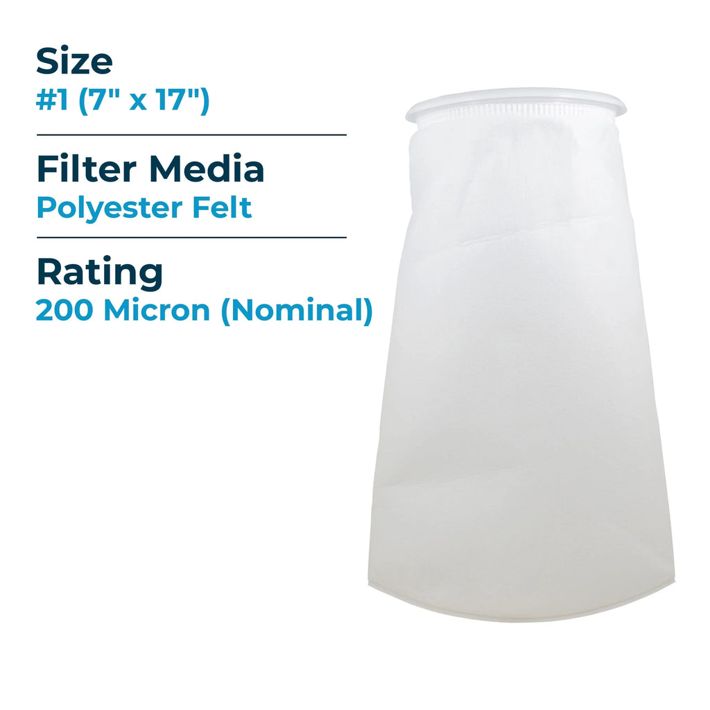 SizepiroPure SizeP-BE-1-200 200 Micron #1 (7" x 17") Polyester Felt Liquid Bag Filter (Case of 40)
