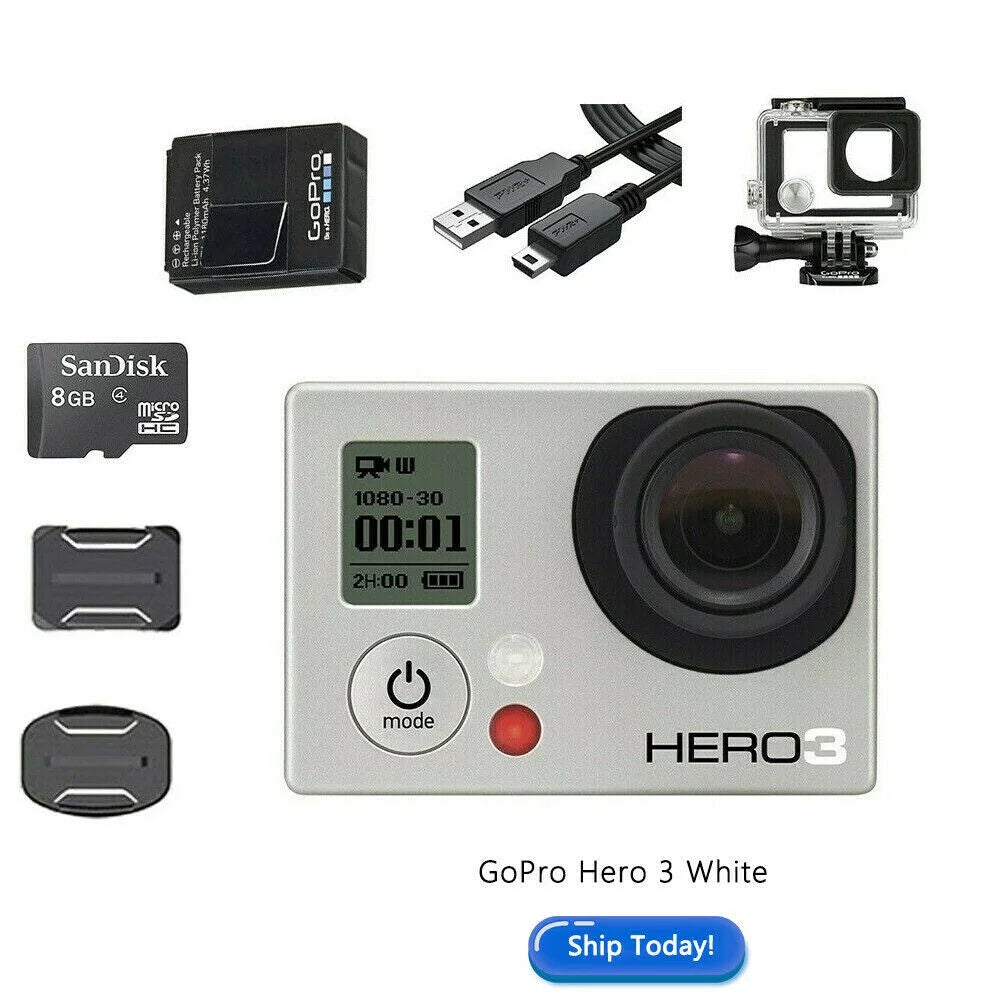 Restored GoPro HERO3 Ivory Edition Action Sizeport Wi-Fi Camera Camcorder (Refurbished)