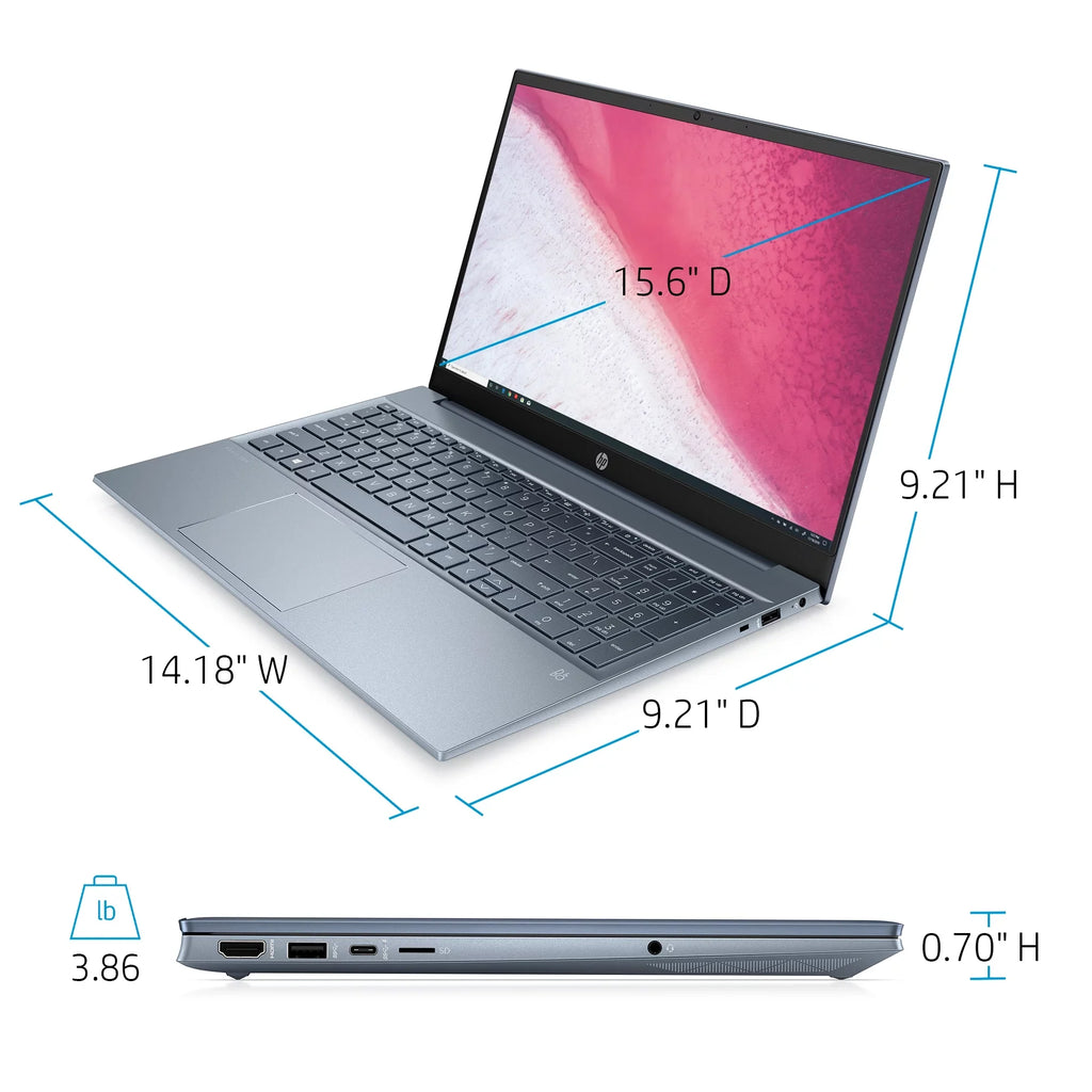HP Pavilion 15.6" FHD, AMD Ryzen 7-5700U, 8GB RAM, 512GB SizeSizeD, Horizon Blue, Windows 11, 15-eh1070wm