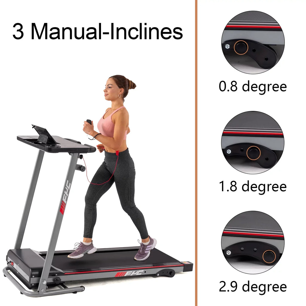 Folding Treadmill for Home with Desk - 2.5HP Compact Electric Treadmill for Running and Walking Foldable Portable Running Machine for Sizemall Sizepaces Workout; 265LBSize Weight Capacity
