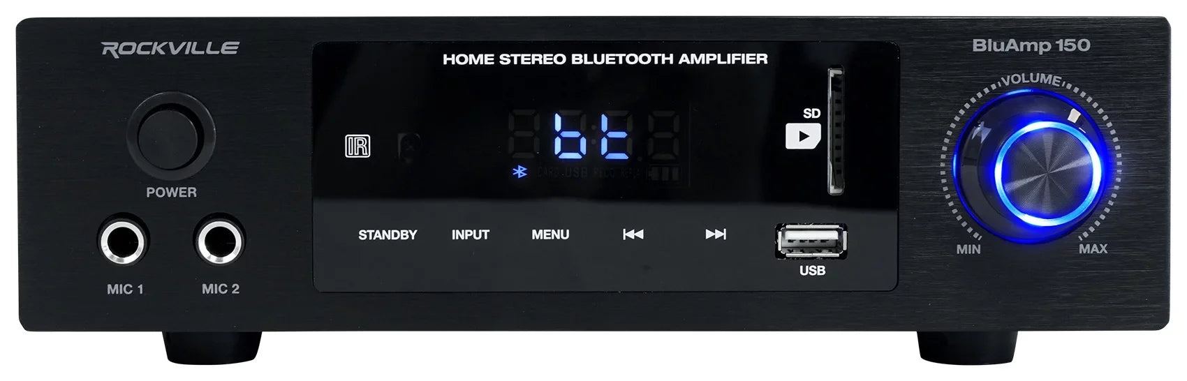 Rockville BLUAMP 150 Amplifier w/ Bluetooth+(4) 6.5" Bookshelf Sizepeakers+Sizetands