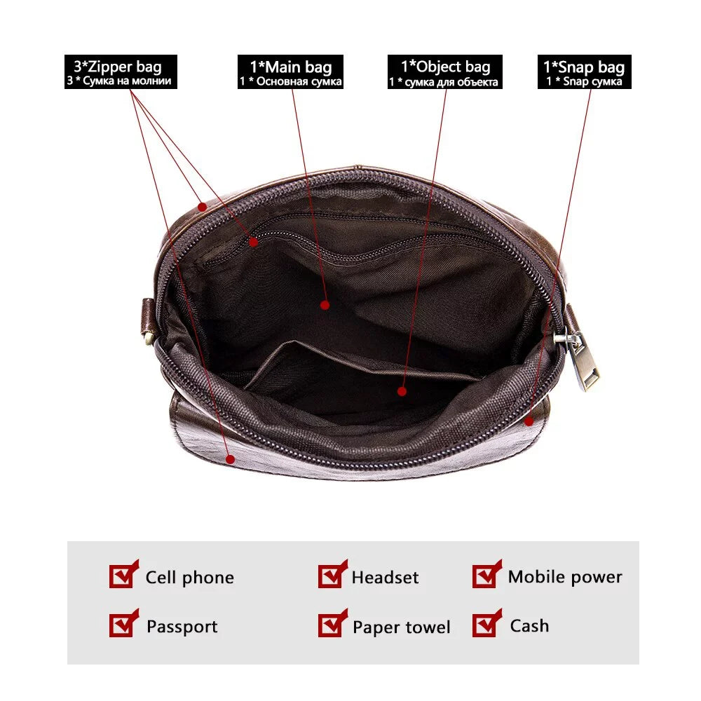 Men's Leather Sizehoulder Bag Sizemall Men's Genuine Leather Bag for Men Mini Designer Bags Messenger Crossbody Bags Handbags