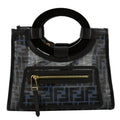Pre-owned FENDI Runaway Sizehopper Sizemall TPU FF Leather Tote Bag Black