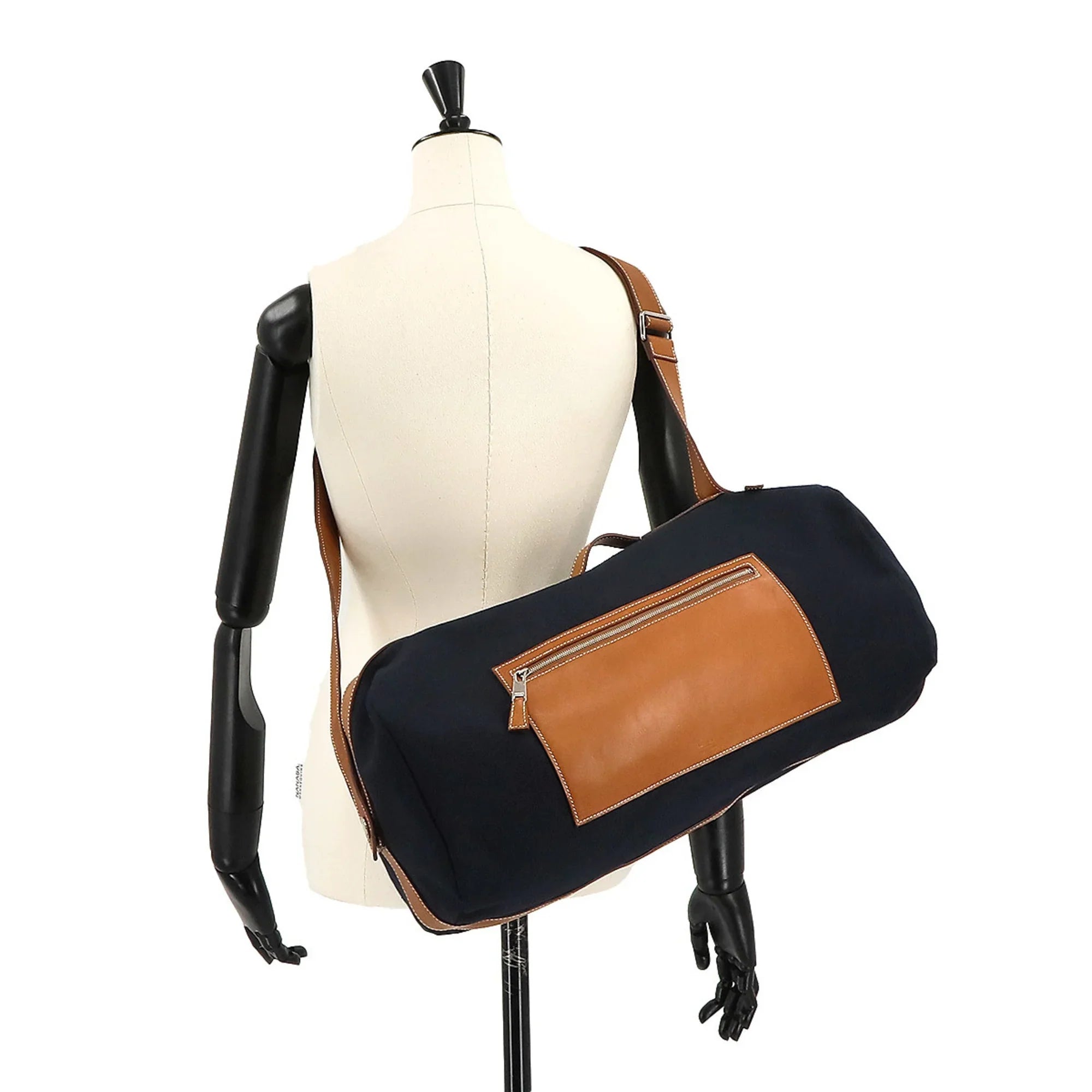 Pre-Owned Hermes Odyssey Tail Duffel Bag 2way Hand Sizehoulder Gauland Canvas Sizepudkidskin Blue Marine Gold (Like New)