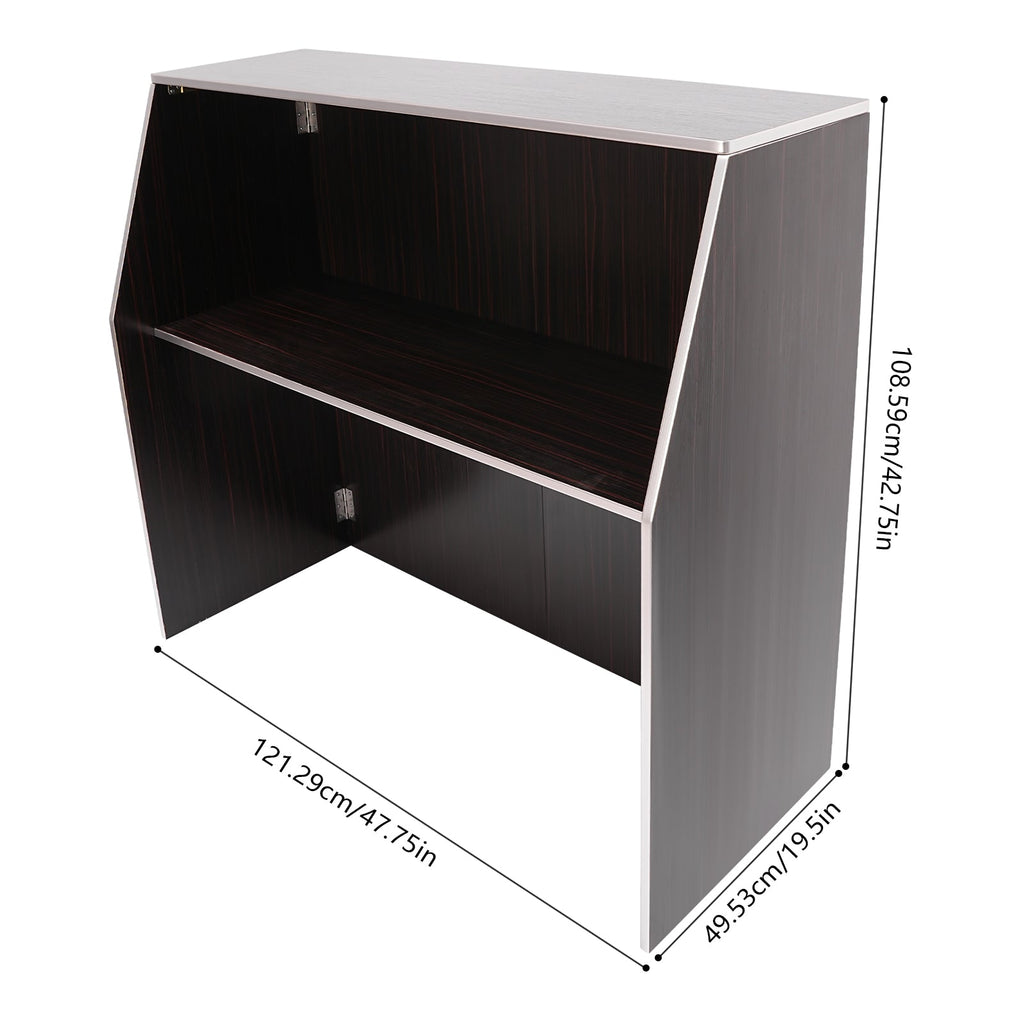 TOOL1SizeHOoo Portable Foldable Event bar Cabinet 19.5x47.75x42.75in Black Brown with Aluminum Edging