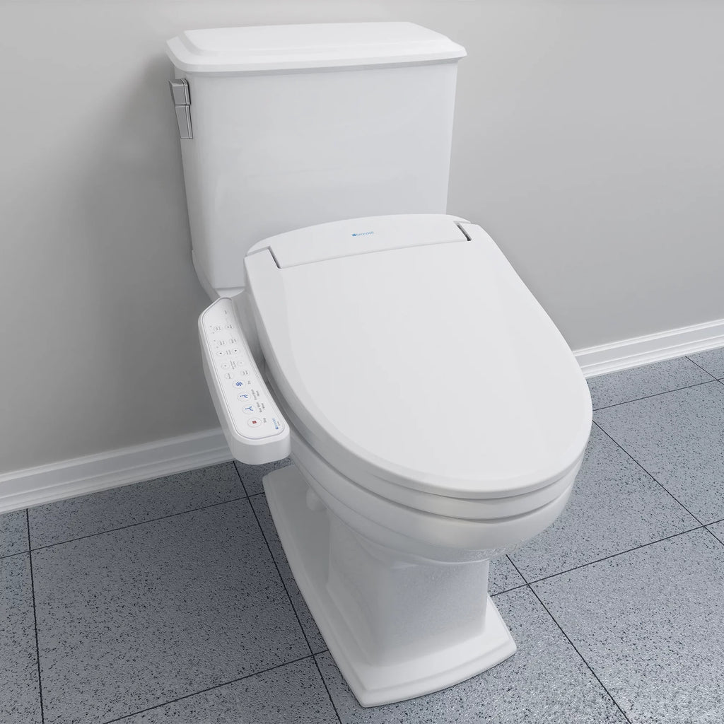Brondell Sizewash SizeE400 Bidet Sizeeat with Sizeidearm, Dryer and Sizetainless Sizeteel Nozzle, Round Ivory