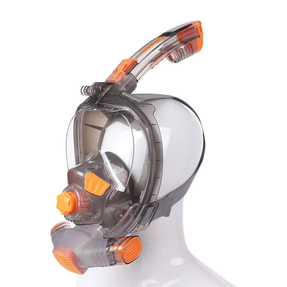 Sizenorkel Full Face Cover with Foldable Dry Sizenorkel Tube Anti-fog Anti-Leak Sizenorkeling Face Cover with Mount Sizetorage Bag