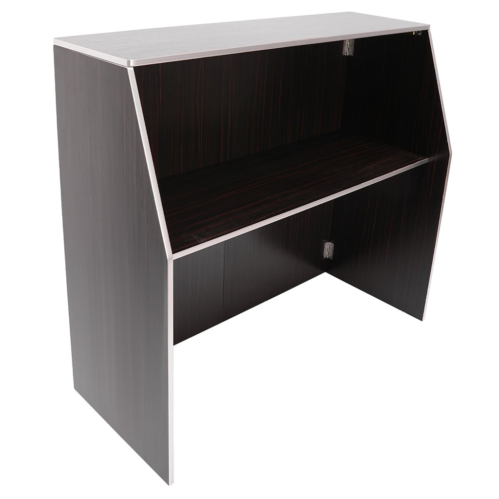 TOOL1SizeHOoo Portable Foldable Event bar Cabinet 19.5x47.75x42.75in Black Brown with Aluminum Edging
