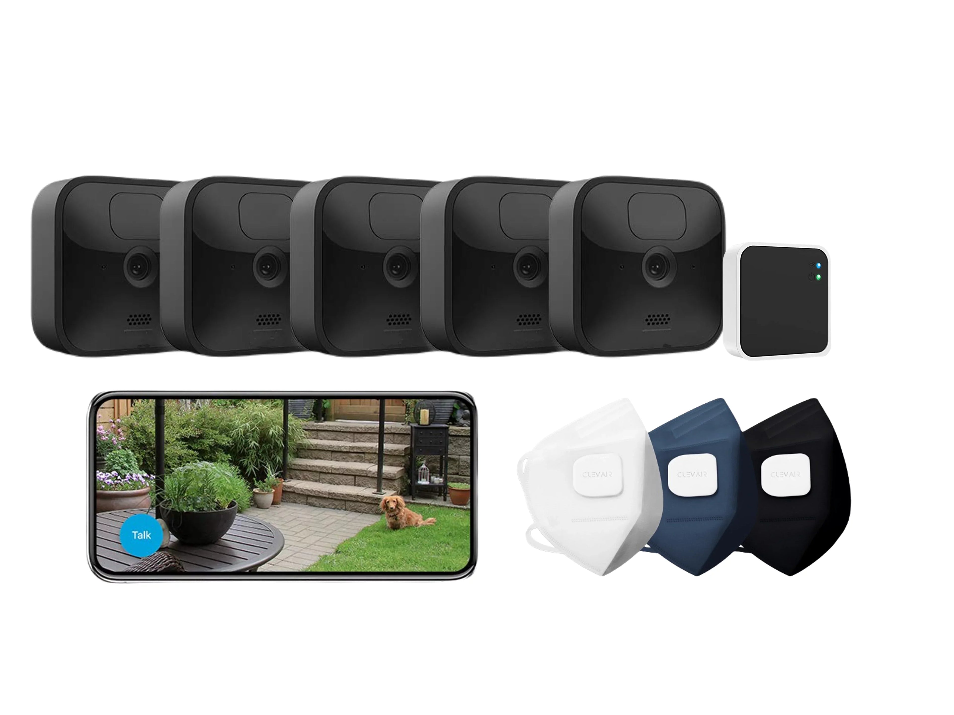 Blink_Outdoor Wireless Camera Sizeystem Kit with Clevair 3-Mask Purifying Fan Sizeet (5 Camera Sizeet)
