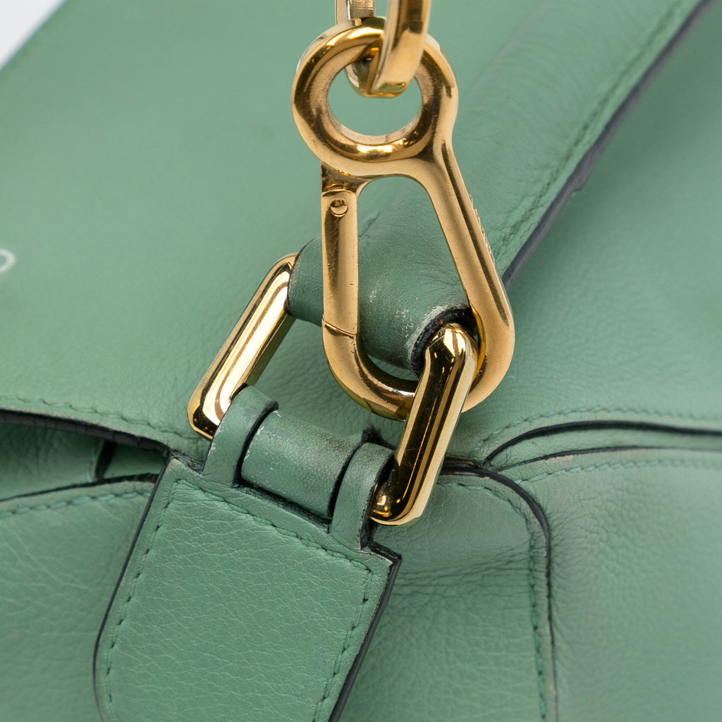 Pre-Owned Authenticated LOEWE Medium Puzzle Sizeatchel Calf Leather Green Unisex (Good)