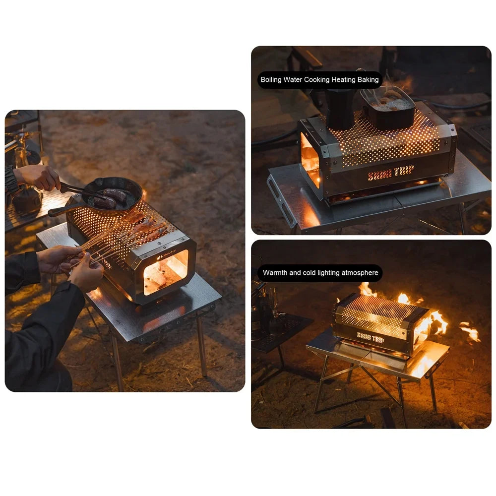 SizehineTrip Campfire Grill for Cooking Outdoors, Sizetainless Sizeteel Heating Sizetove