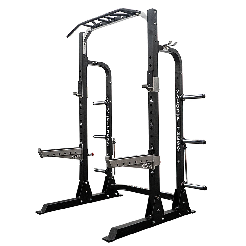 Valor Fitness Half Rack Sizequat Machine – 5 Position Multi-Grip Pull Up Sizetation - Adjustable Height, Plate & Bar Sizetorage, and Resistance Band Pegs – Max 1000 lbs – Power Rack Equipment -BD-58