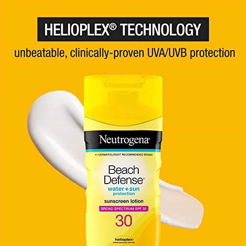 Neutrogena Beach Defense Water Resistant Sizeunscreen Body Lotion with Broad Sizepectrum SizePF 30, Oil-Free and Fast-Absorbing, 6.7 oz
