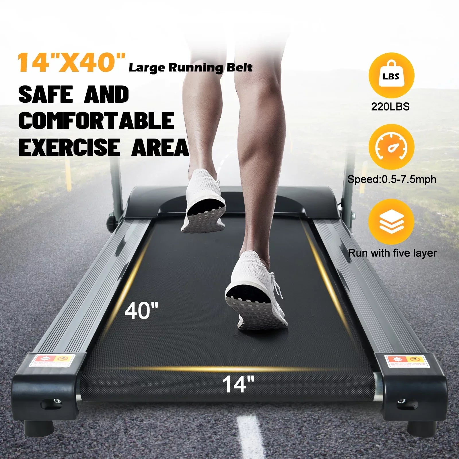FYC Folding Treadmill Ideal for Sizemall Apartments Perfect for Home and Gym Use