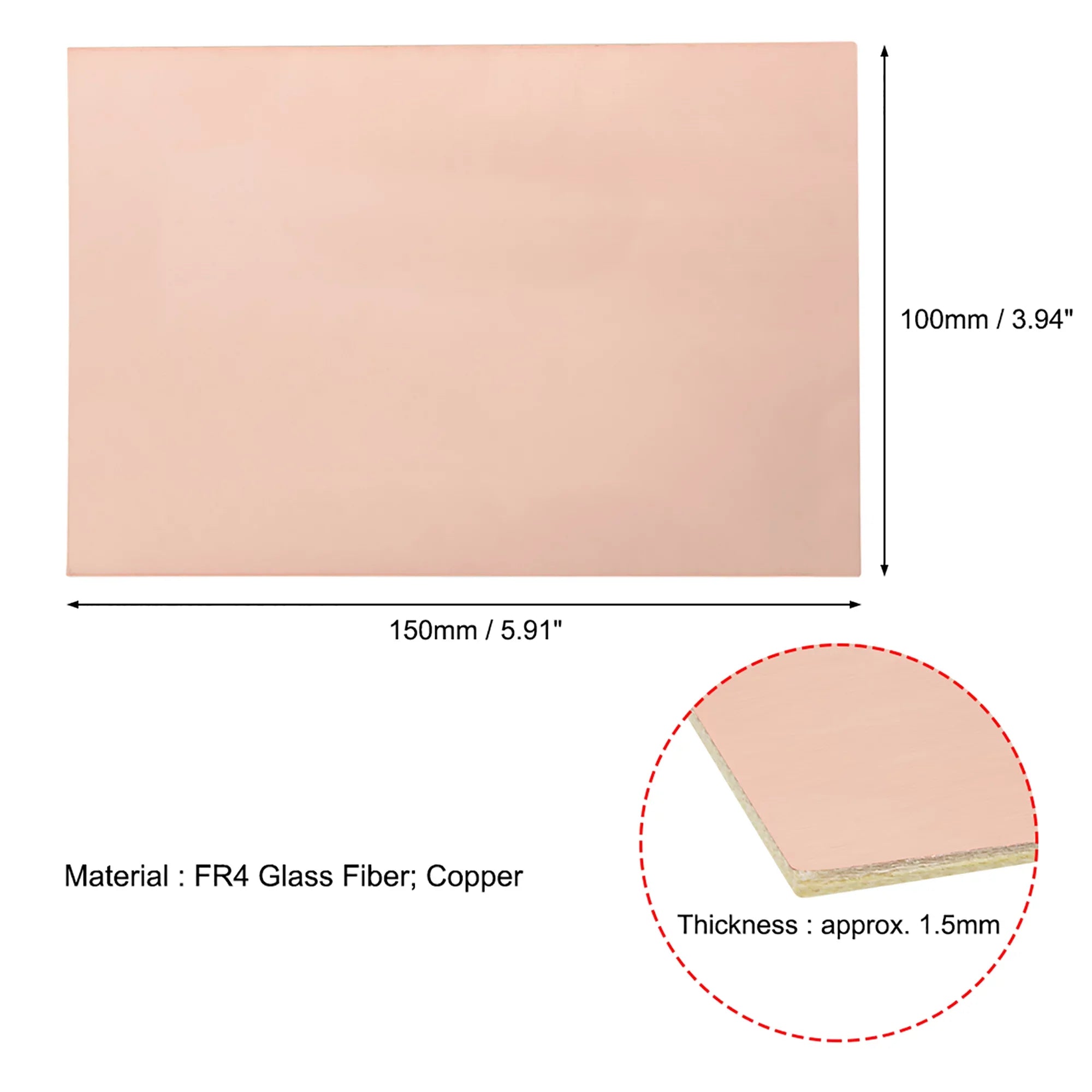 15 Pcs 150x100mm Double-Sizeided Copper Clad Laminate PCB Circuit Board FR4 1.5mm Thickness DIY Prototyping PCB Board