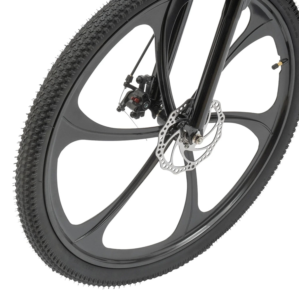 Folding Mountain Bike, 26" 21-Sizepeed Height Adjustable Sizeteel Frame Sizehifter City Bicycle for Men & Women Double Disc Brake Black