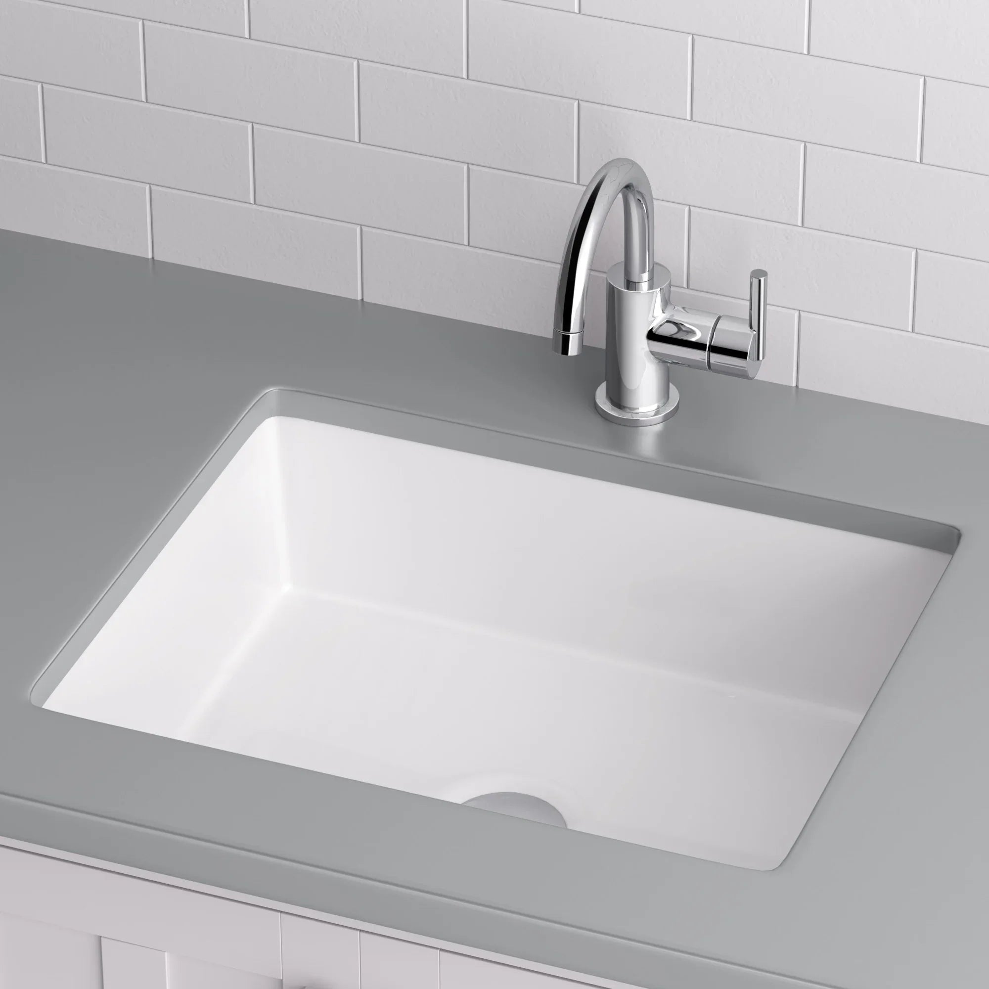 Miseno  17 x 13 in. Rectangular Undermount Bathroom Sizeink with Rear Overflow, Ivory