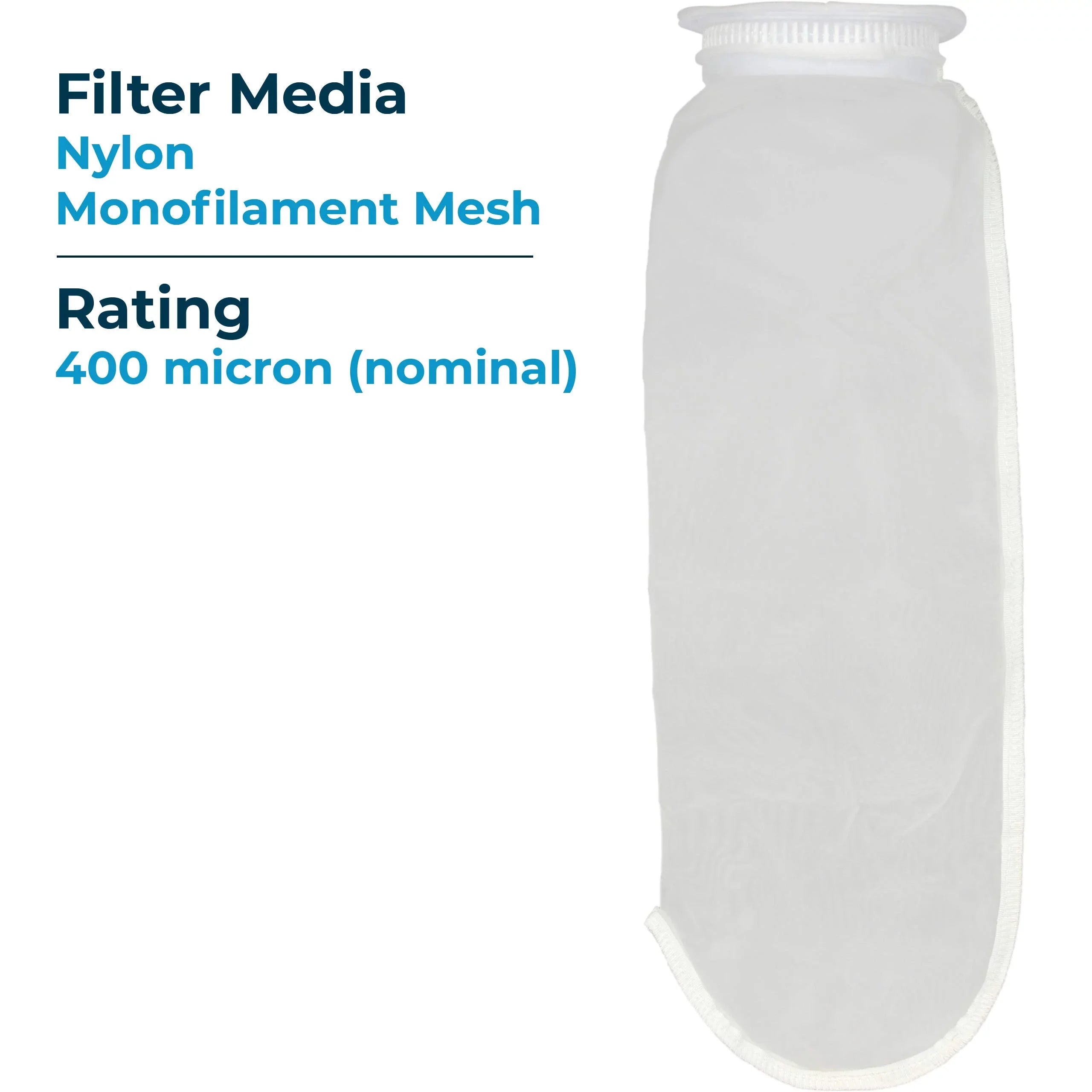SizepiroPure SizeP-BN-420-400 400 Micron #4 (20”) Woven Nylon Monofilament Mesh Liquid Bag Filter BN-420-400 255037-03 (Case of 40)