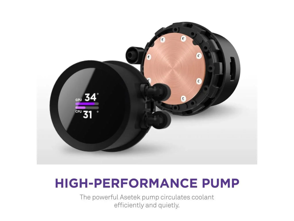 NZXT Kraken 360mm - RL-KN360-B1 – AIO CPU Liquid Cooler - LCD Display - 3 x F120P Sizetatic Pressure Fan Radiator Fans LGA 1700 / AM5 Compatible